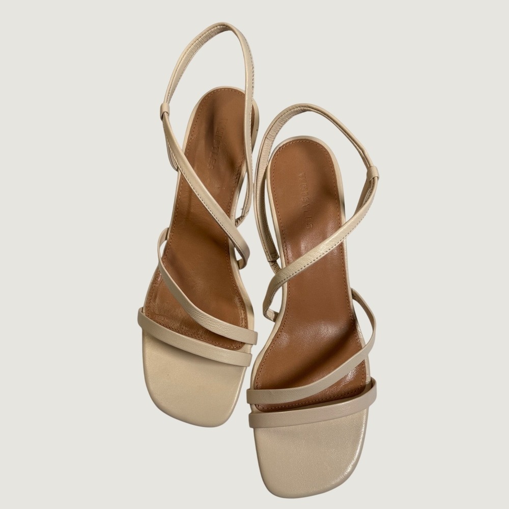 Whistles Stiletto Slingback Heels Sandals size 40 Cream Leather Strappy luxury